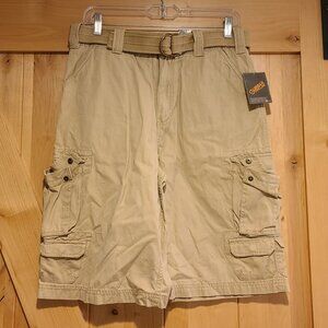 New! Boy’s Size 18 Urban Pipeline Khaki Cargo Shorts Adjustable Waist Tan Belt